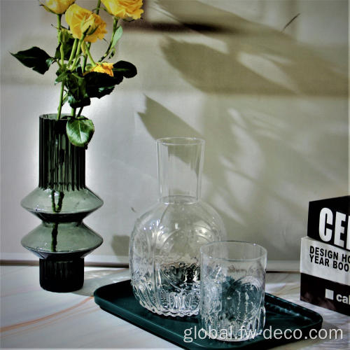 China Stocked embossed glass Bedside Water Carafe Set Supplier